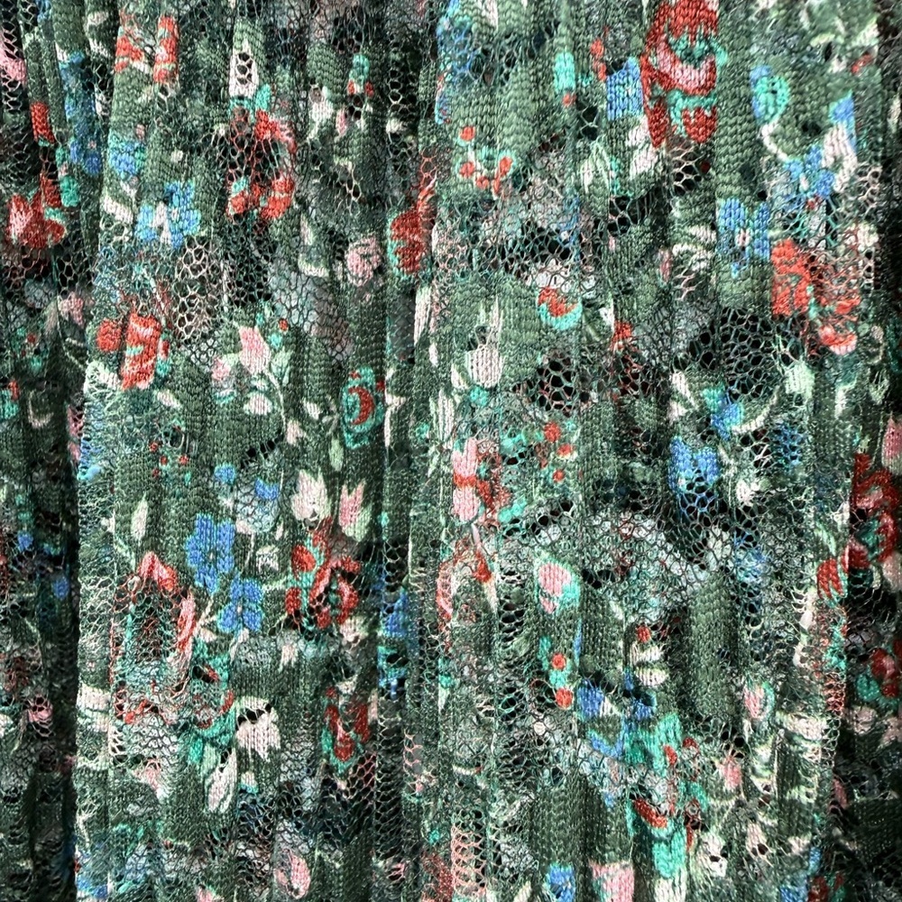 Anthropologie Porridge Pleated Floral Printed Lace Blouse Size L Romantic - Picture 6 of 14